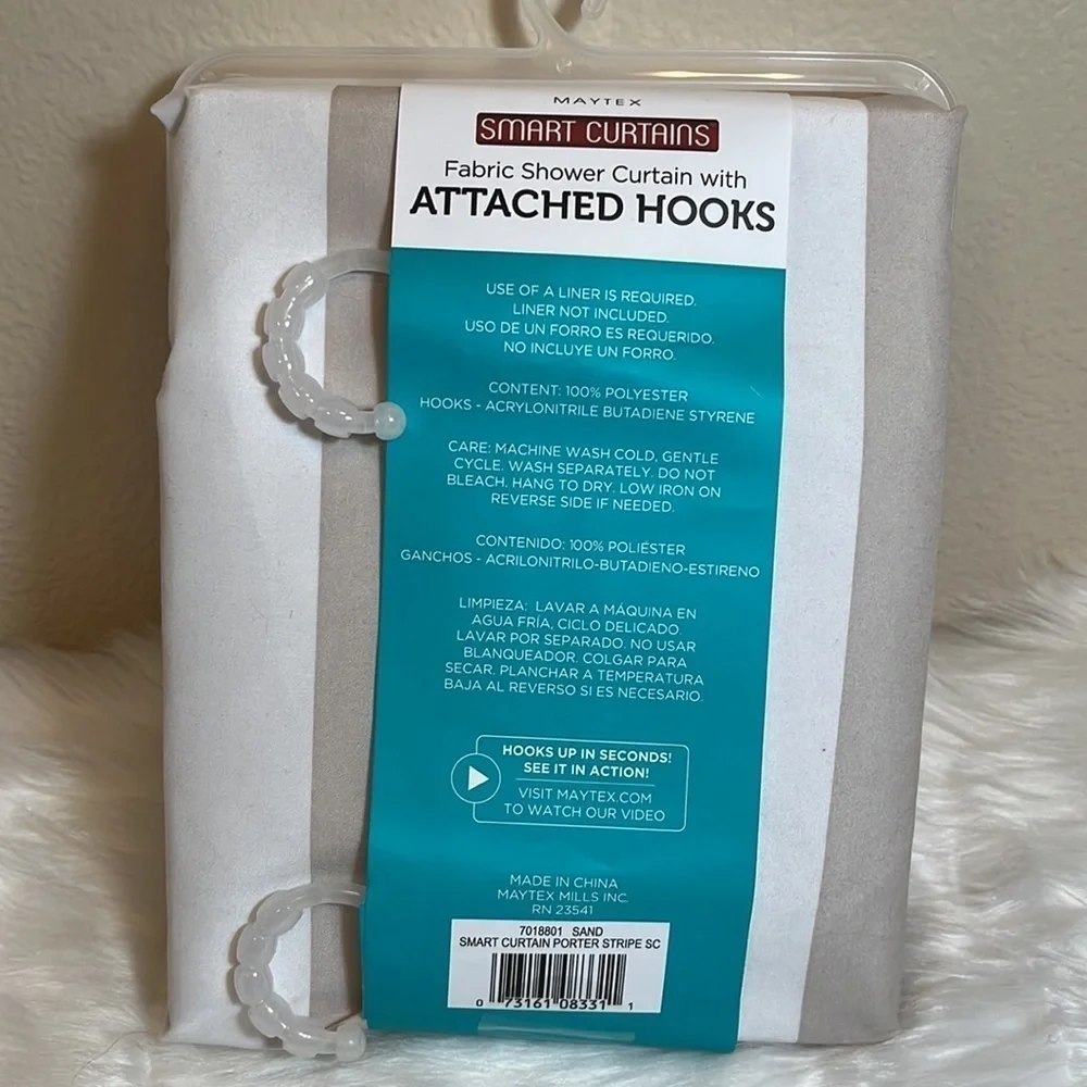 New Fabric Shower Curtain with Hooks
